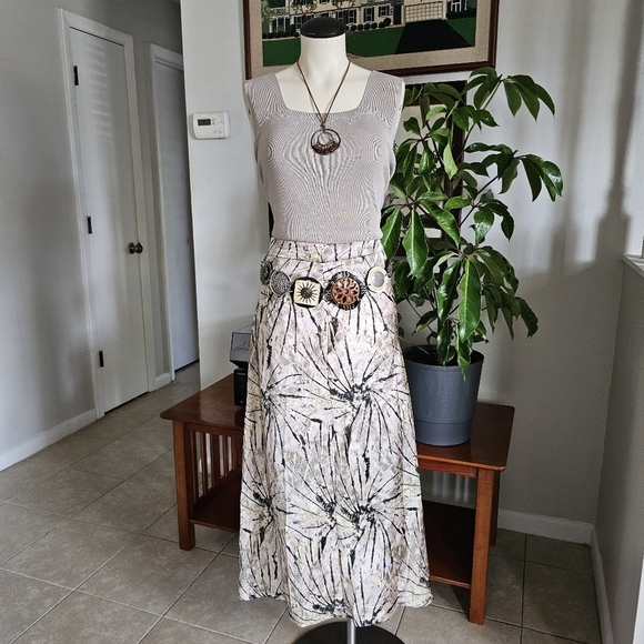 Free People Normani Bias tie dye 90's boho midi maxi satin skirt Size 10 - Picture 2 of 12